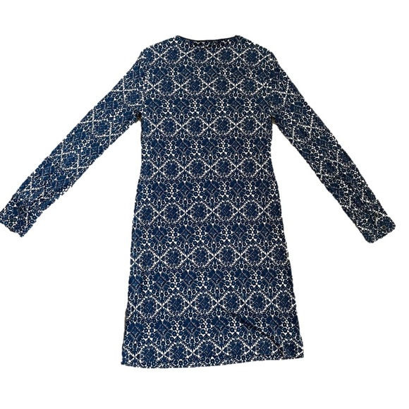 TORY Burch Women's 100% Silk Blue White Geometric Pattern Dress Size Small - Picture 8 of 12
